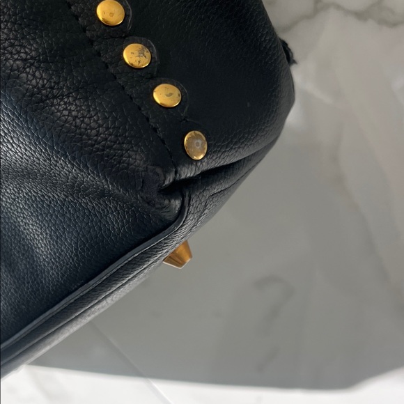 Black Tote Bag with Gold Stud Accents